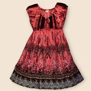 Bila Women’s Boho Gauzy Empire Waist Cap Sleeve Dress Size Small